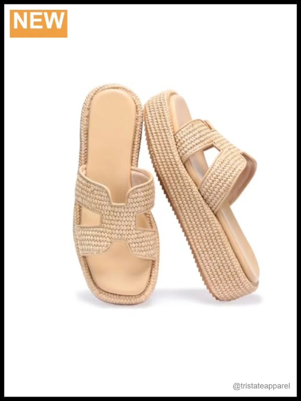 Woven Raffia Platform Sandals Espadrille Wedge Slides Summer Beach Shoes